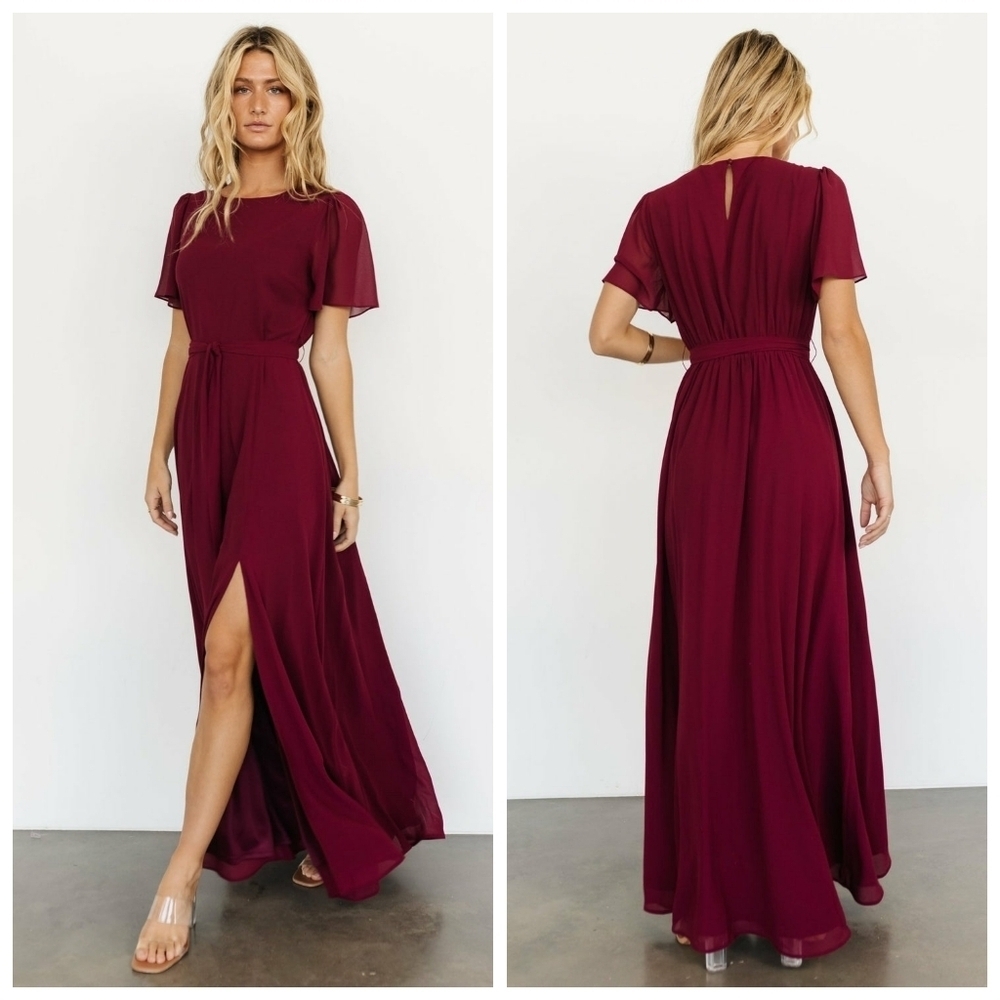 Baltic Born Naomi Mulberry Short Sleeve Maxi Dress